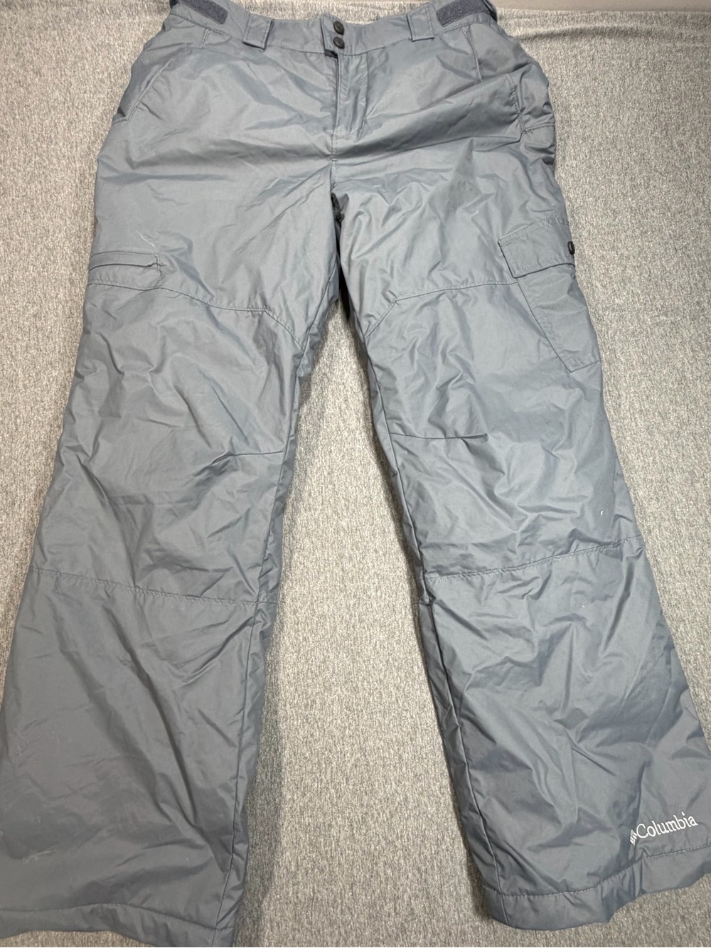 Columbia Men’s Gray Cargo Snow Pants Medium Water Resistant Lined Ski Elastic